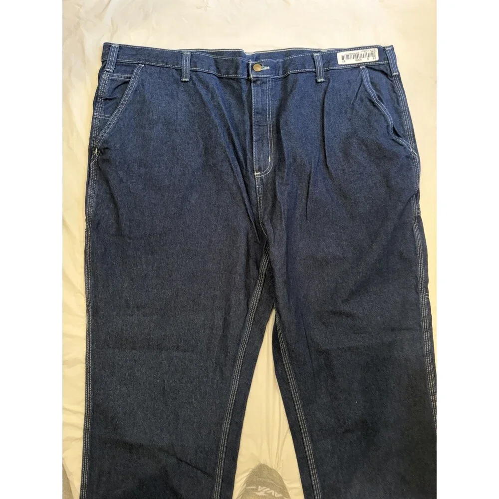 Carhartt Dungaree Fit Jeans Men's 46x32 Blue Dark Wash Work wear, Comfort